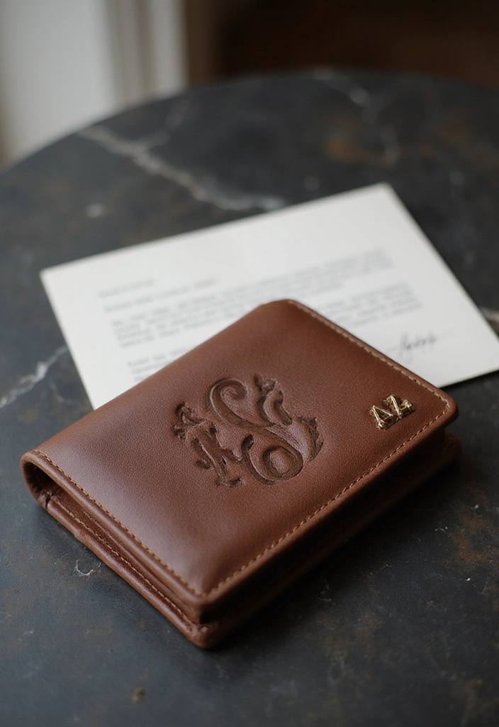 Monogrammed Leather Wallet for Father's Day